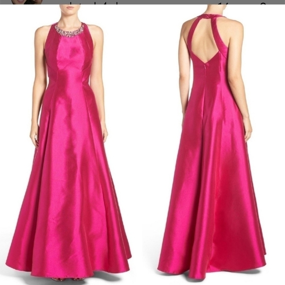 Eliza J Dresses & Skirts - 𝅺Eliza J Fuschia Embellished Neck Mikado Gown